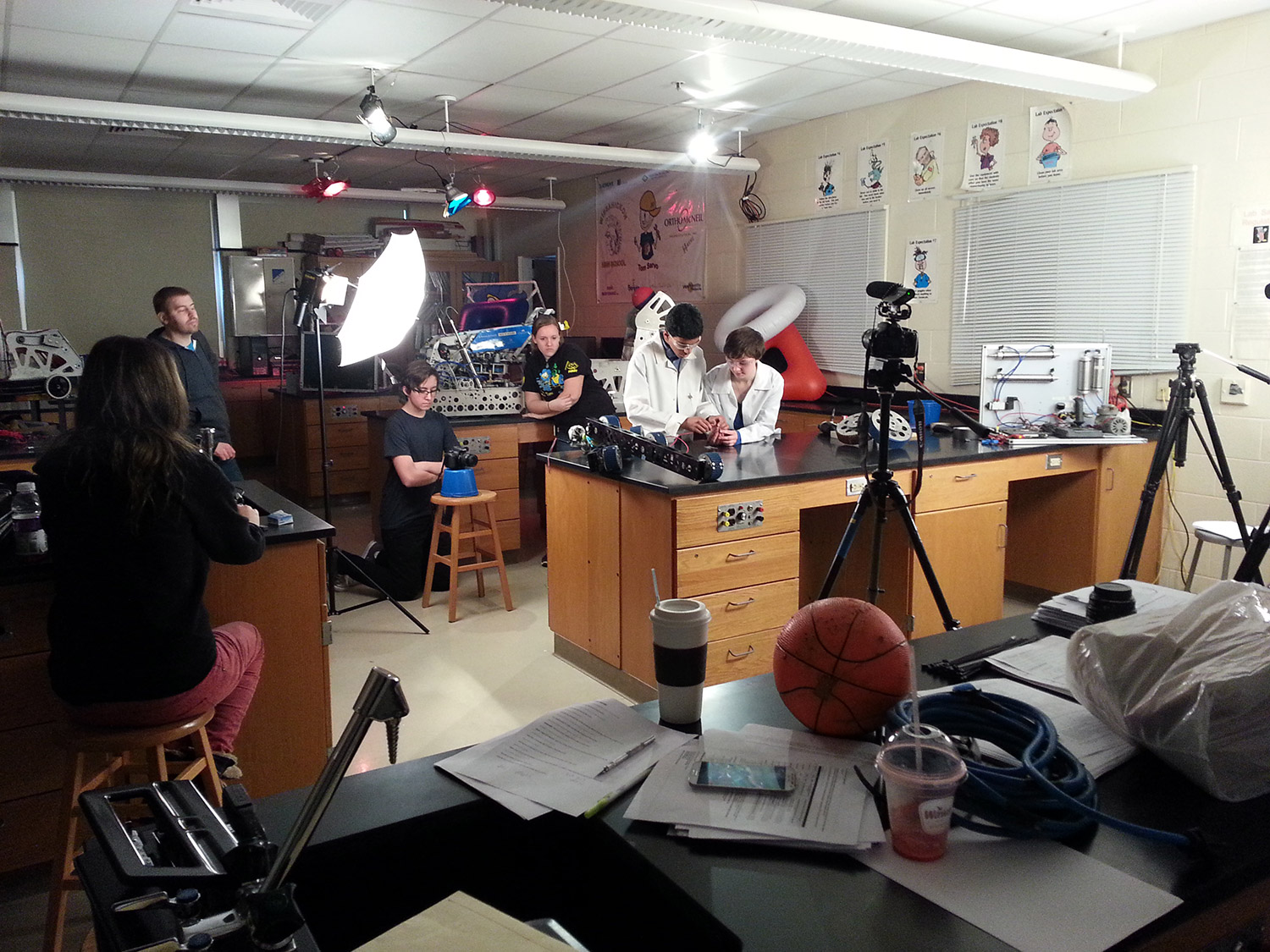 Behind-the-scenes at the setup for the electric motors video.